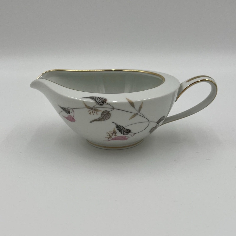 Noritake China Arden 5603 Creamer‎ Vintage White Gold Floral Porcelain Japan
